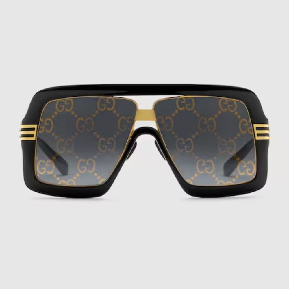 NEW GUCCI SQUARE-FRAME SUNGLASSES WITH GG LENS